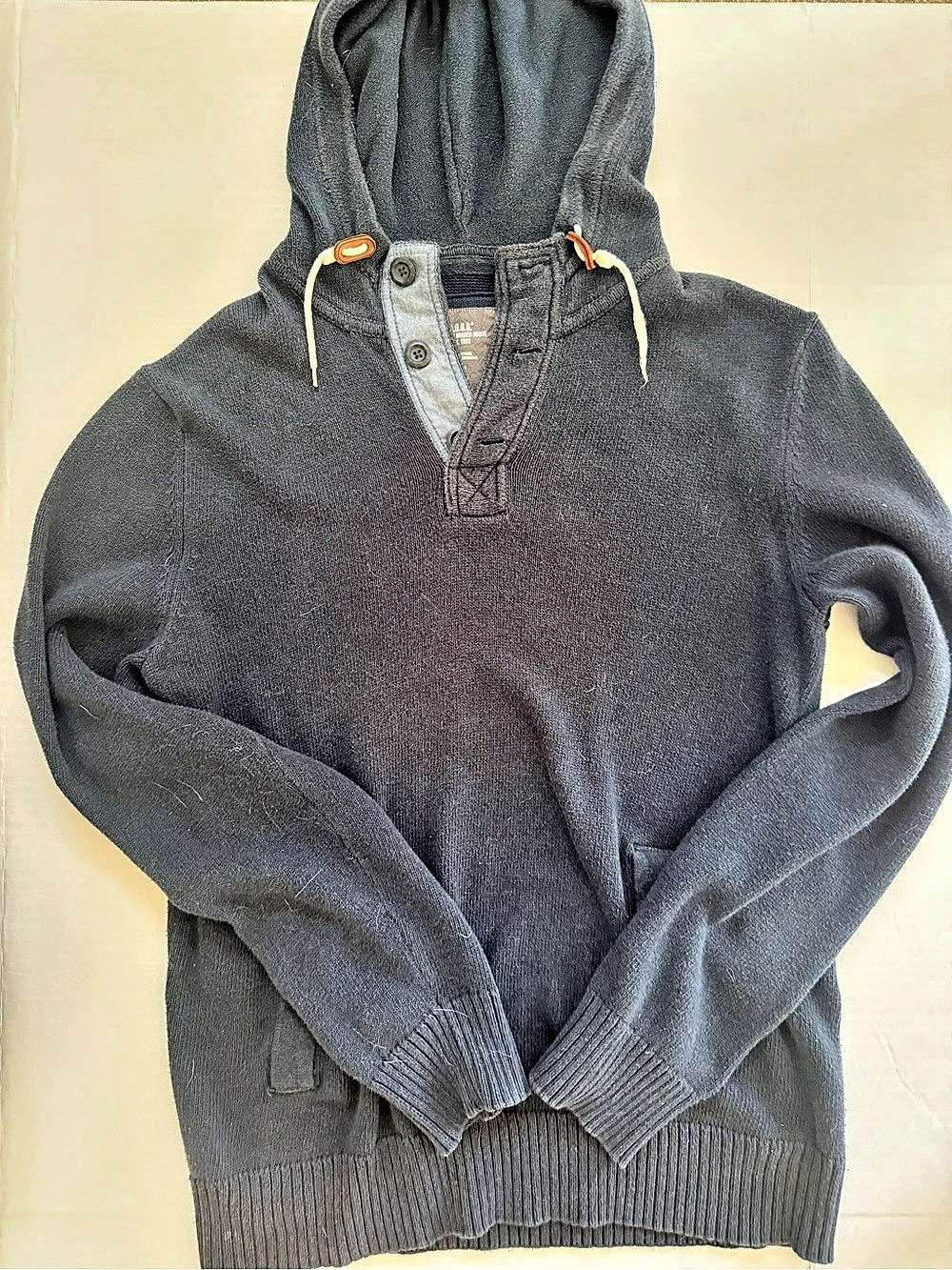 H&M L.O.G.G. Men's Gray Hooded Pullover Sweater